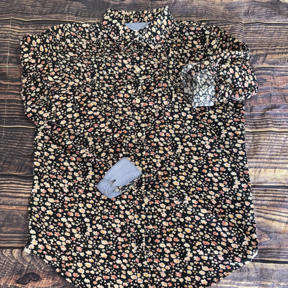 Trovata x Birds of Paradis Floral Micro-Corduroy Button Down Top size X-small - Picture 3 of 7